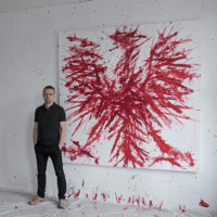 Orzeł czerwony 3, 2017, akryl na płótnie, 200x200 cm