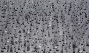 Czarny deszcz, 2017, akryl na płótnie, 116x196 cm